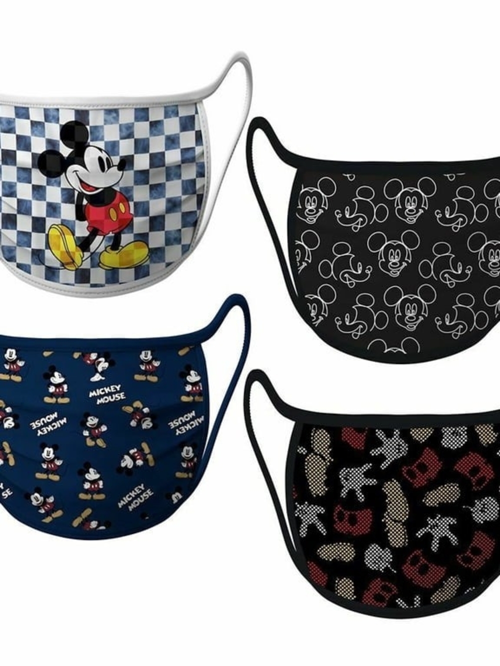 Disney Kids' Mickey Mouse Face Mask Set - Black, Navy, Blue, White